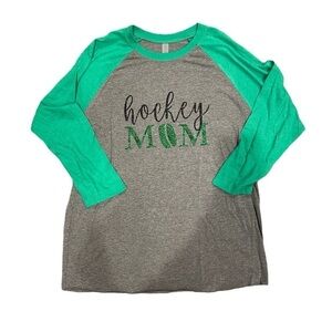 Hockey Mom Baseball Shirt Glitter Green for St. Patrick’s Day